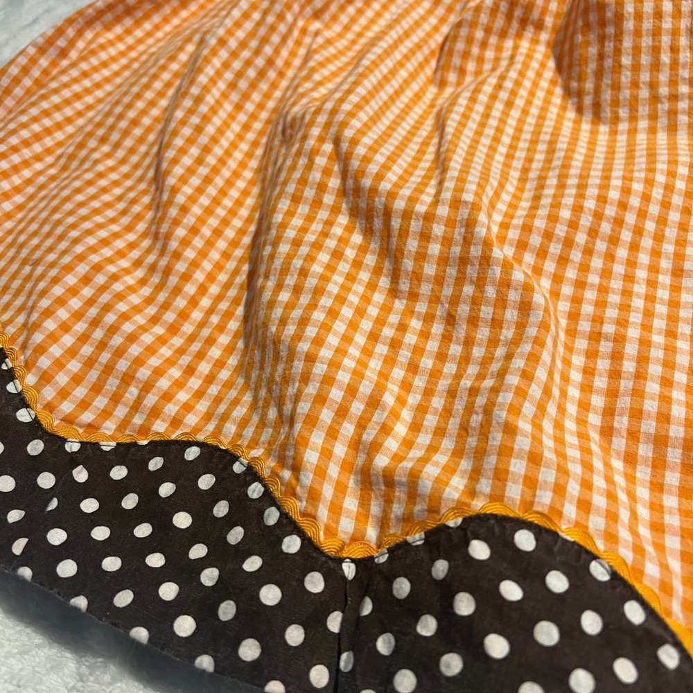 Lil Cactus Girls 4T Thanksgiving Turkey Smocked Gingham Dress Orange Brown - Picture 7 of 7
